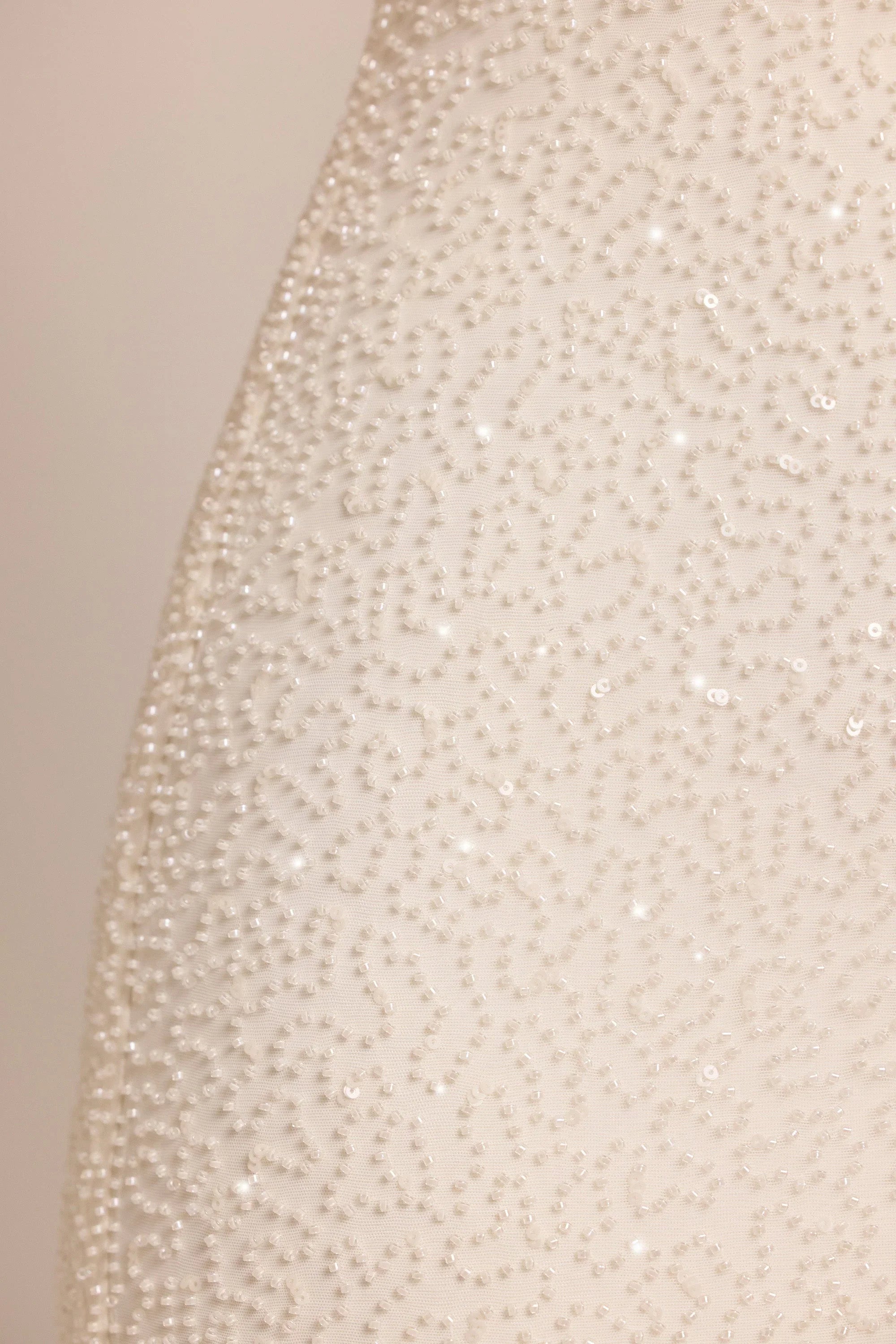 Embellished Square Neck Mini Dress in White
