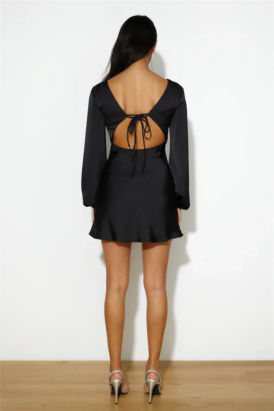 Dream Date Satin Mini Dress Black