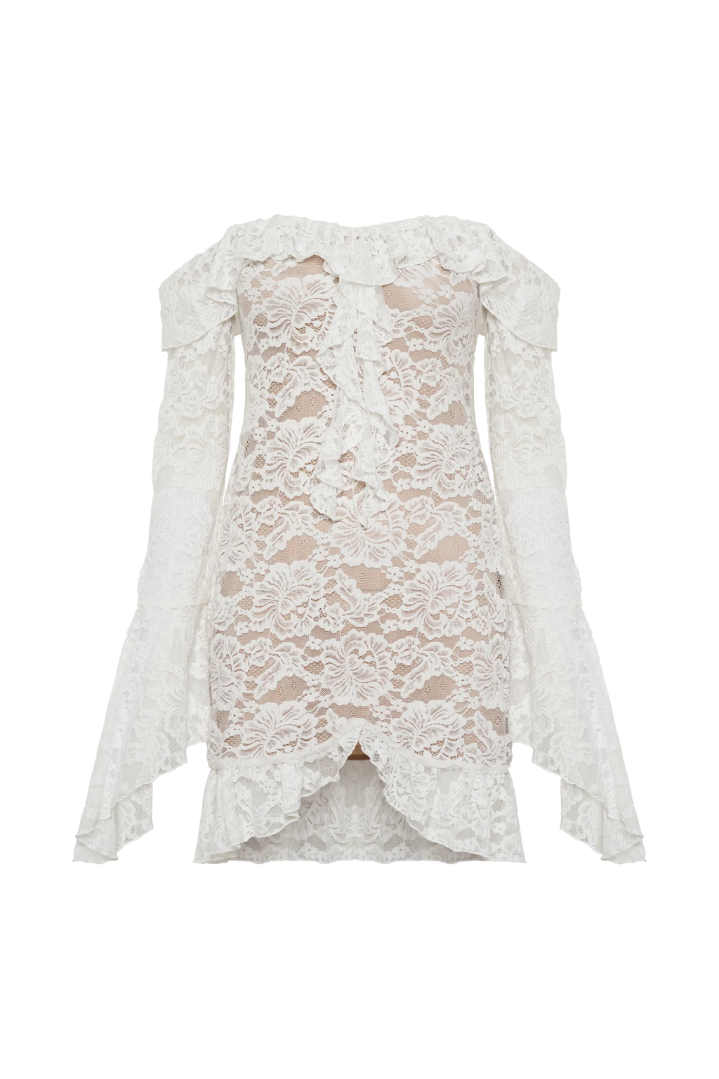 Lindsey Lace Plisse Mini Dress - Ivory