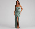 Mayra Formal Satin Slit Long Dress