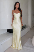 Starlette Cowl Neck Satin Maxi Dress - Yellow