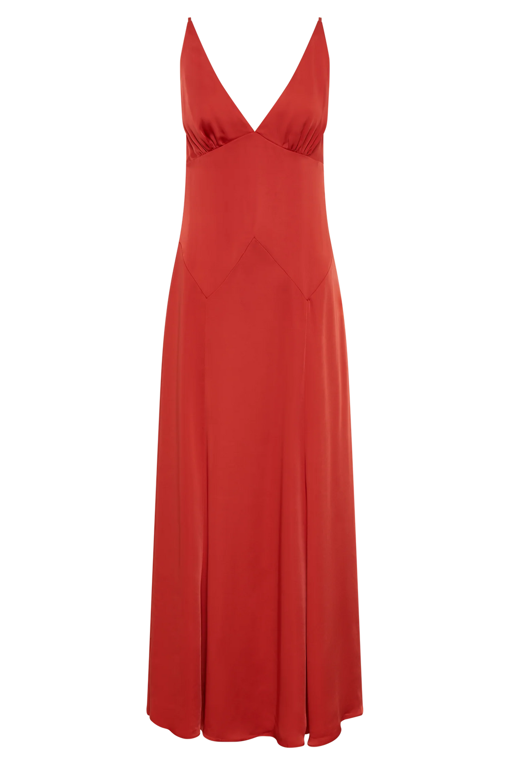 Kamala Low Back Satin Maxi Dress - Red