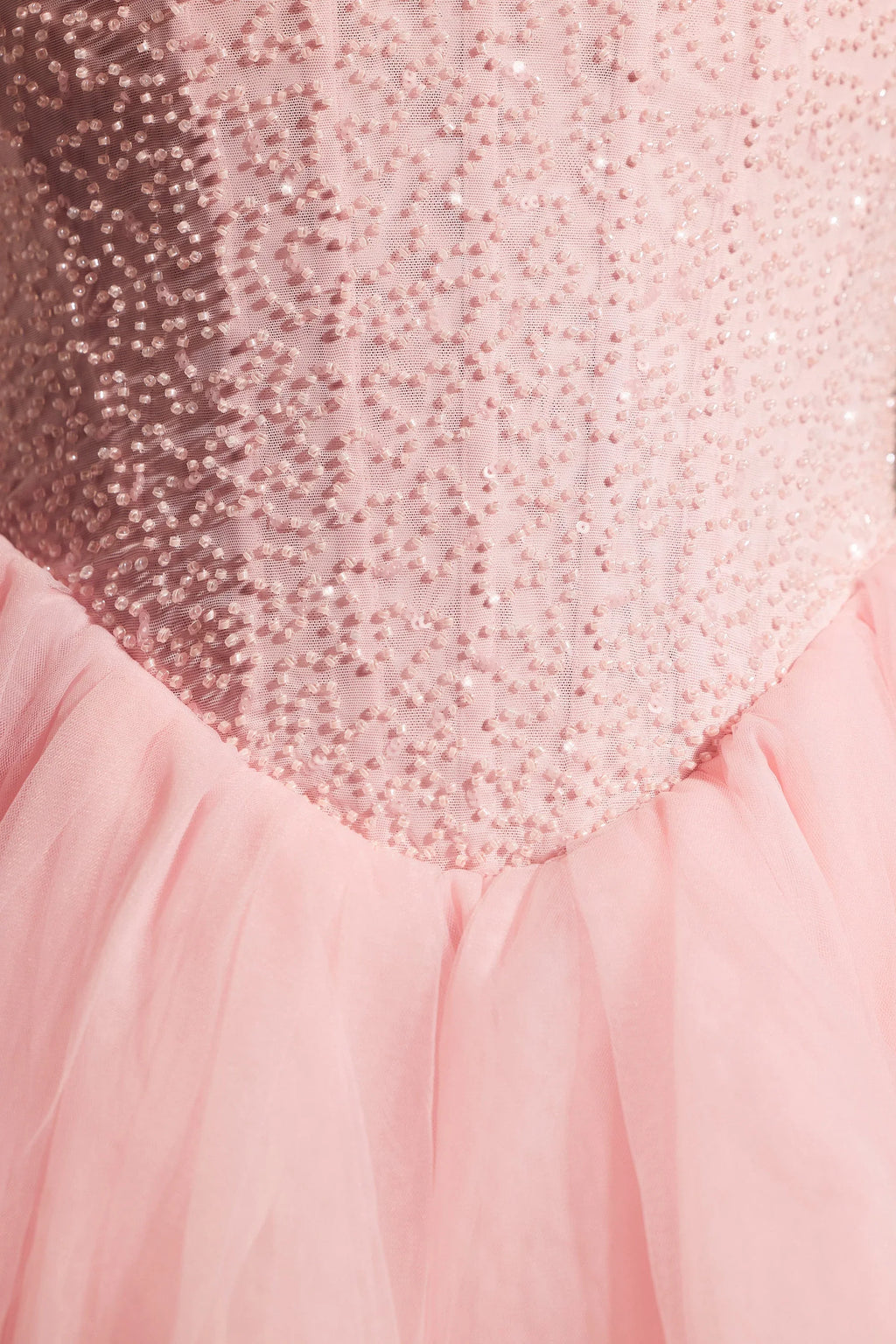 Embellished Corset Tulle Skirt Mini Dress in Blush