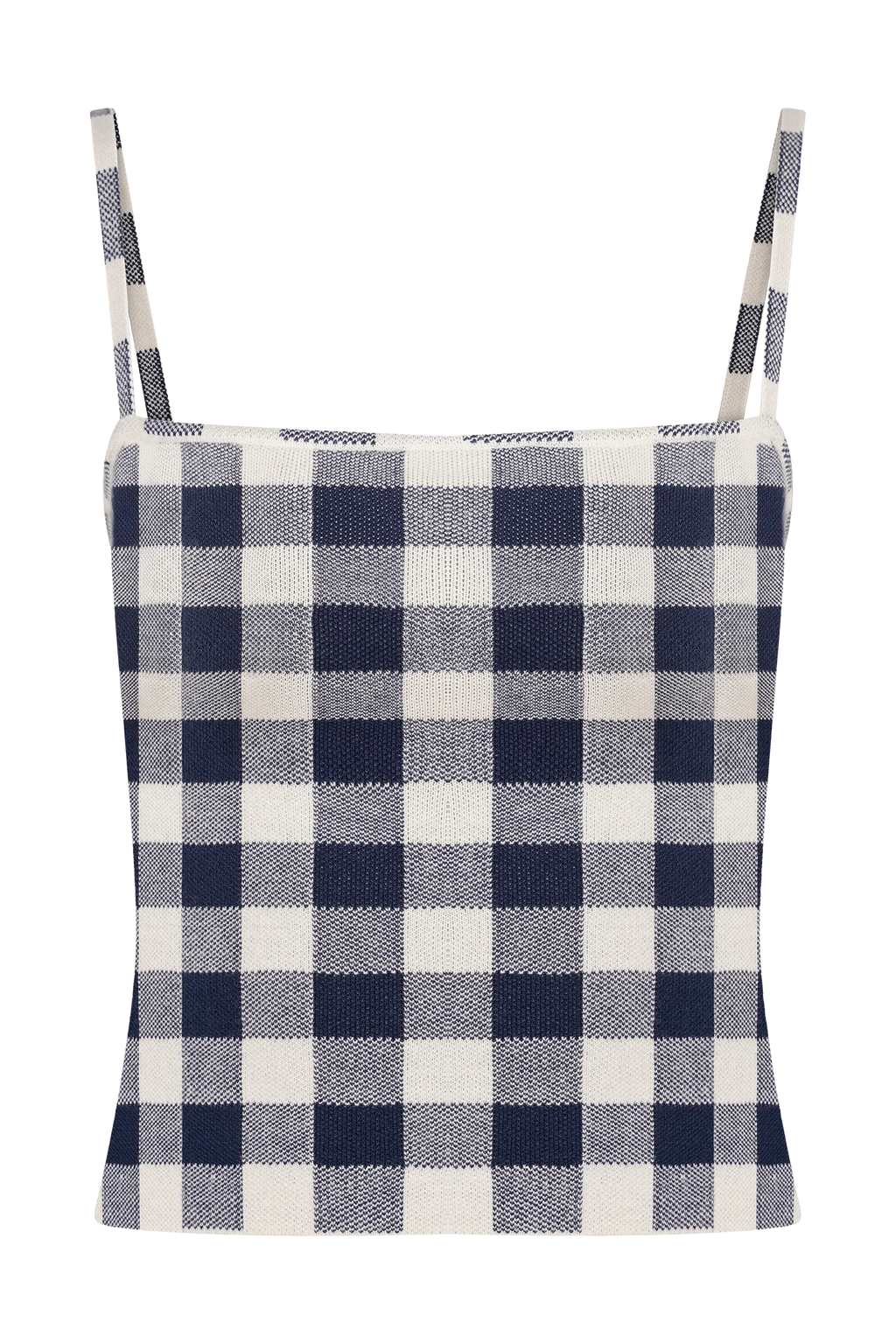 Marcie Sleeveless Knit Top - Navy Gingham
