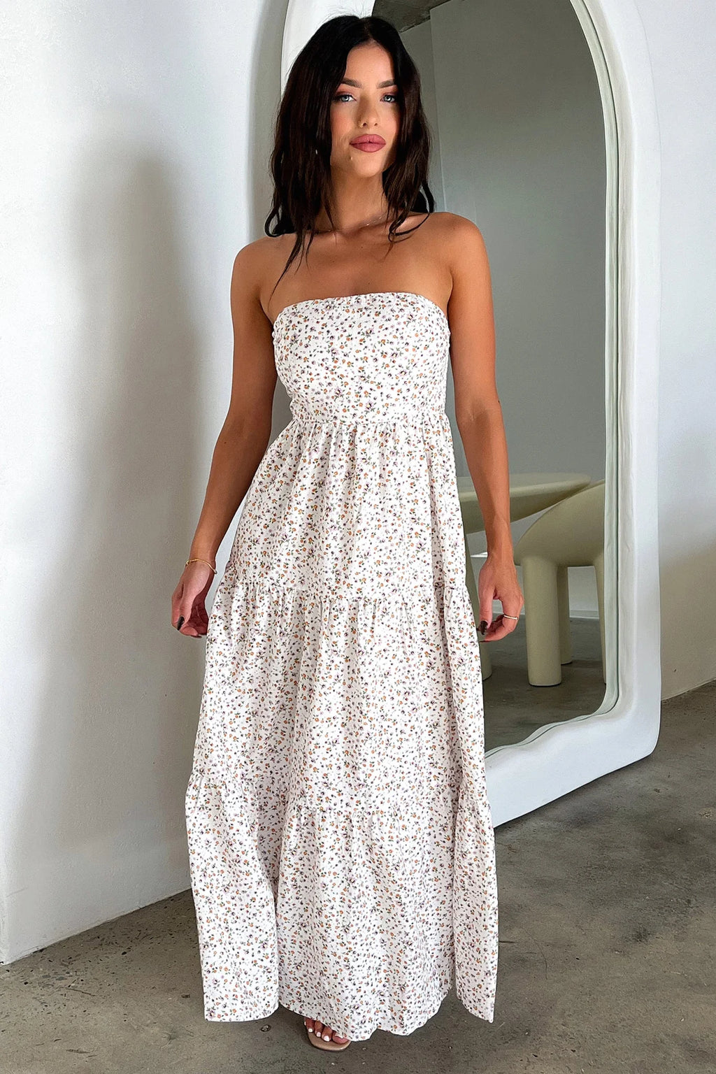 Hailey Maxi Dress - White Floral