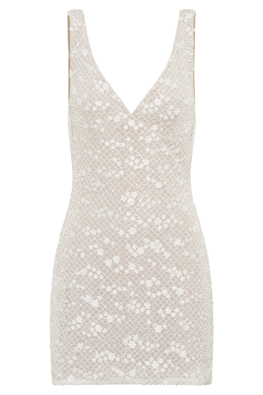 Louanne Daisy Beaded Mini Dress - White
