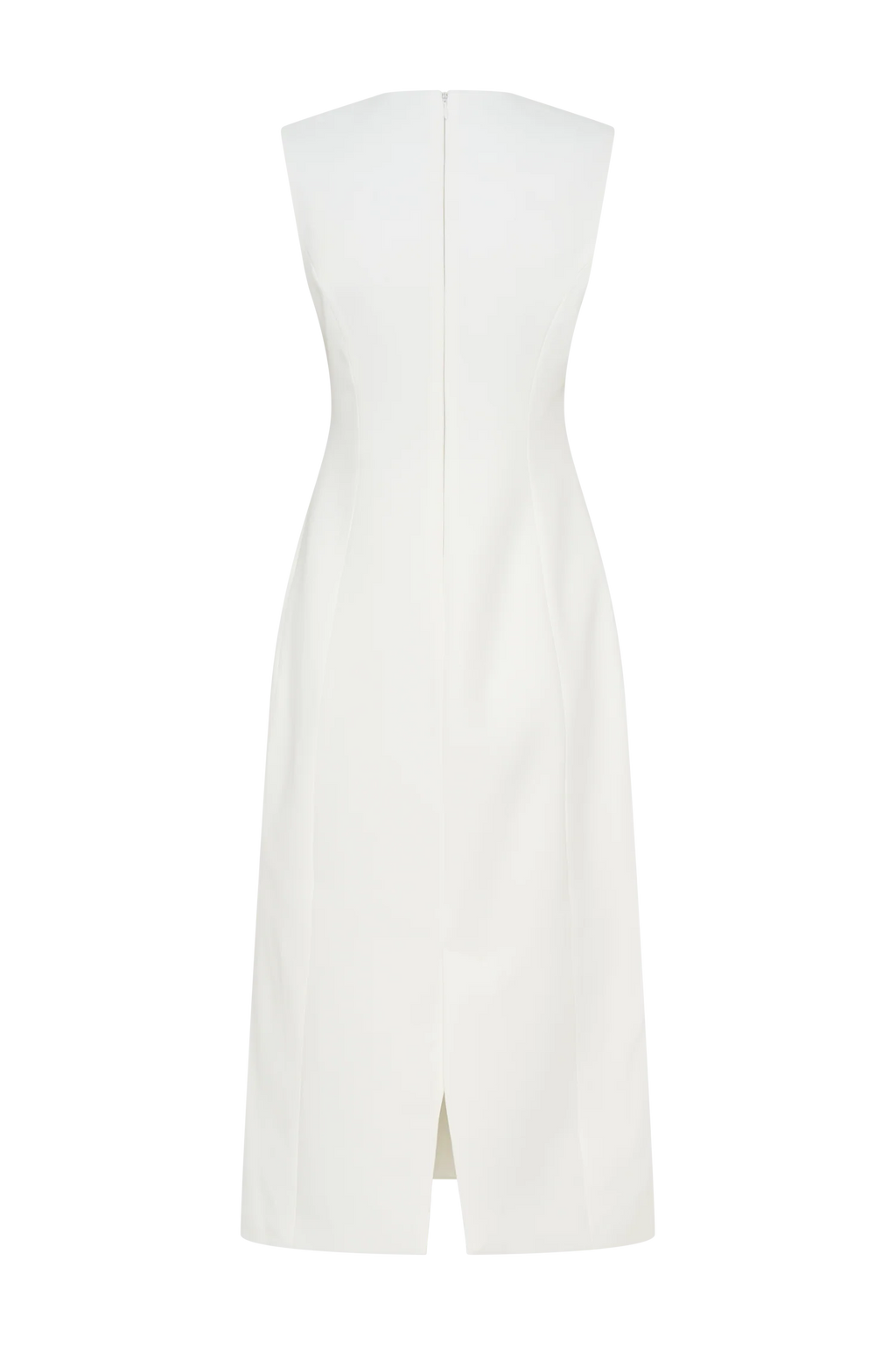 Audrine Suiting Sleeveless Midi Dress - Ivory