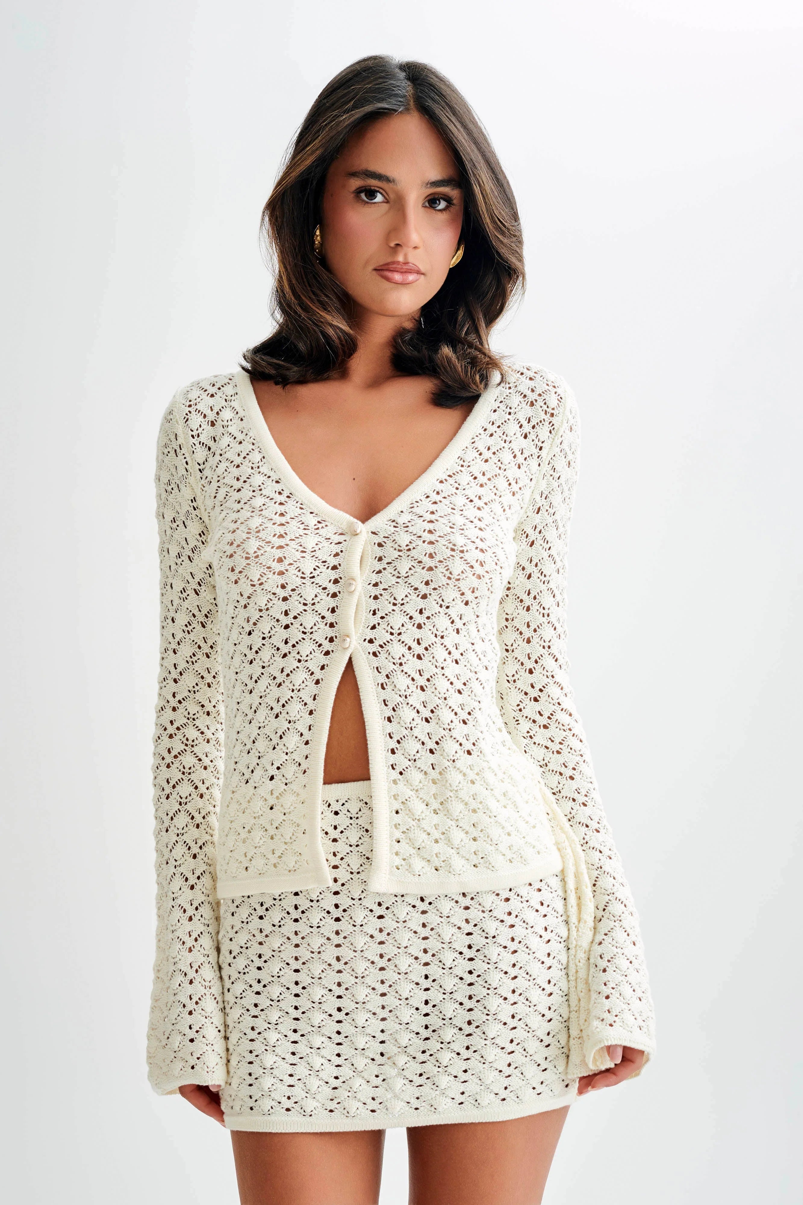 Murphy A-Line Knit Mini Skirt - White