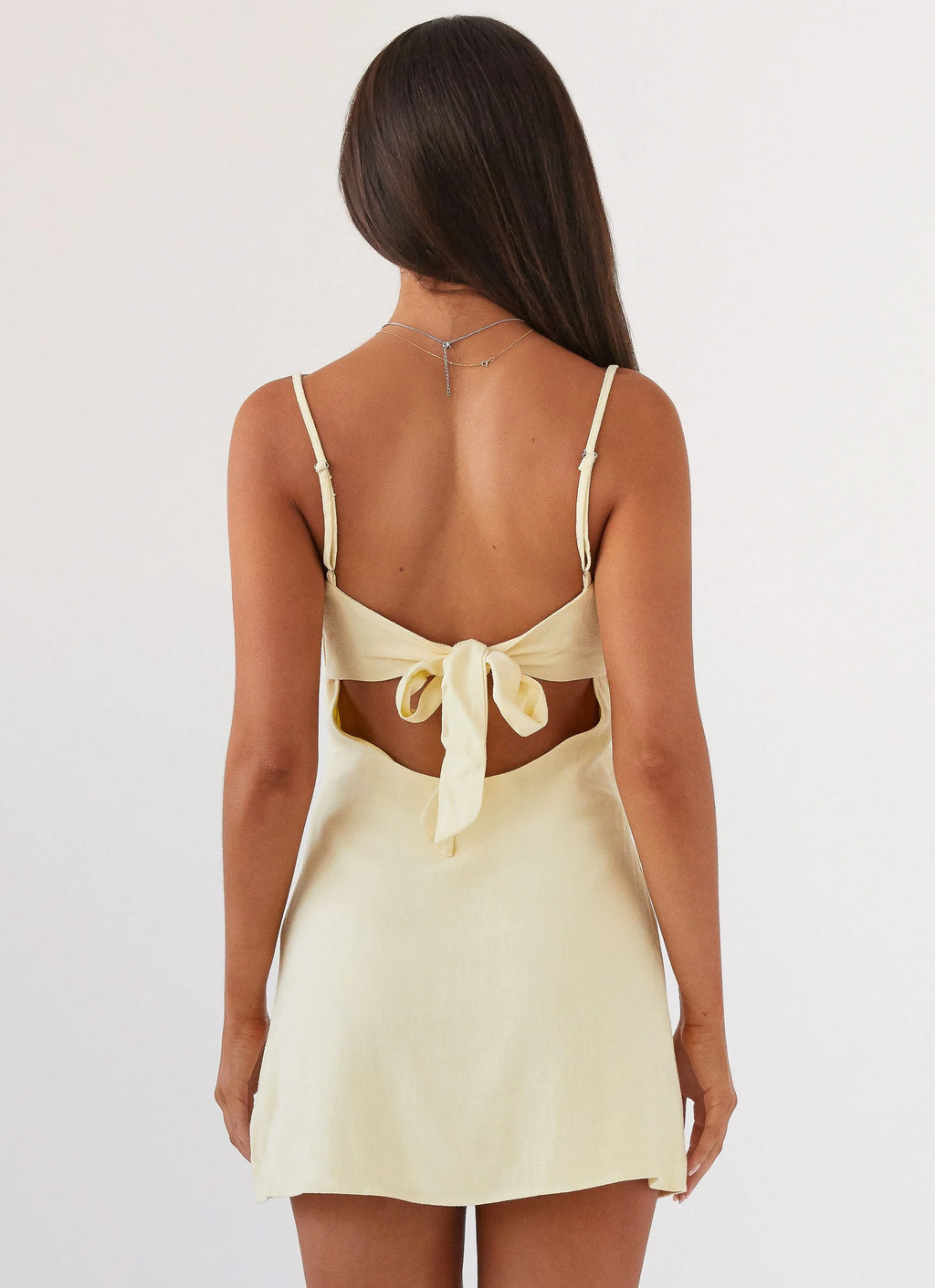 Flora Linen Mini Dress - Lemon