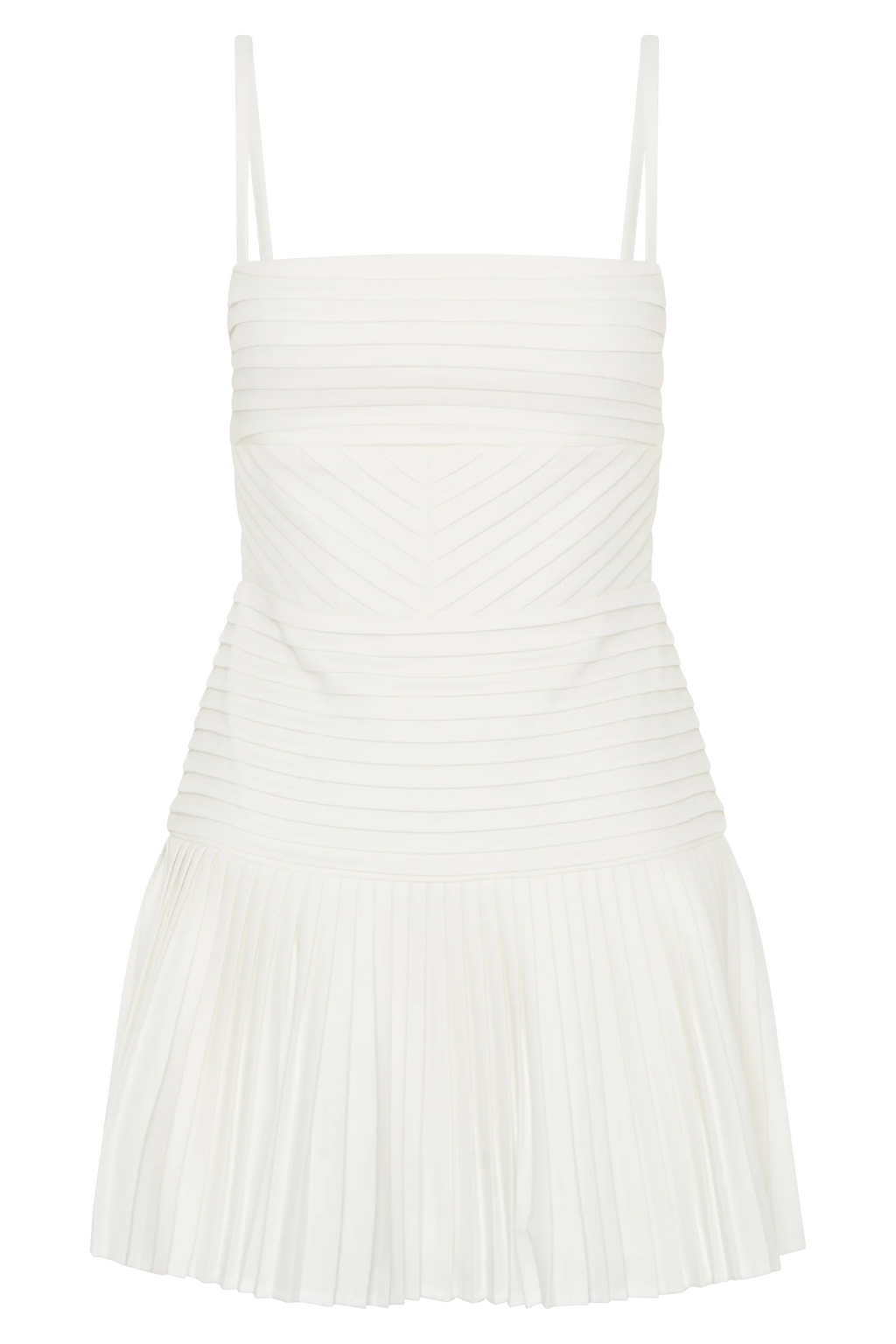 Rylee Multi Pleat Mini Dress - White