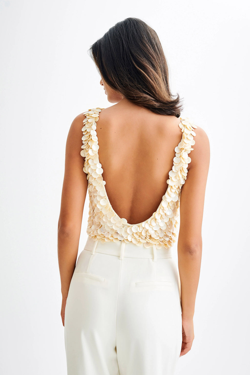 Willow Mother Of Pearl Halter Top - Pearl