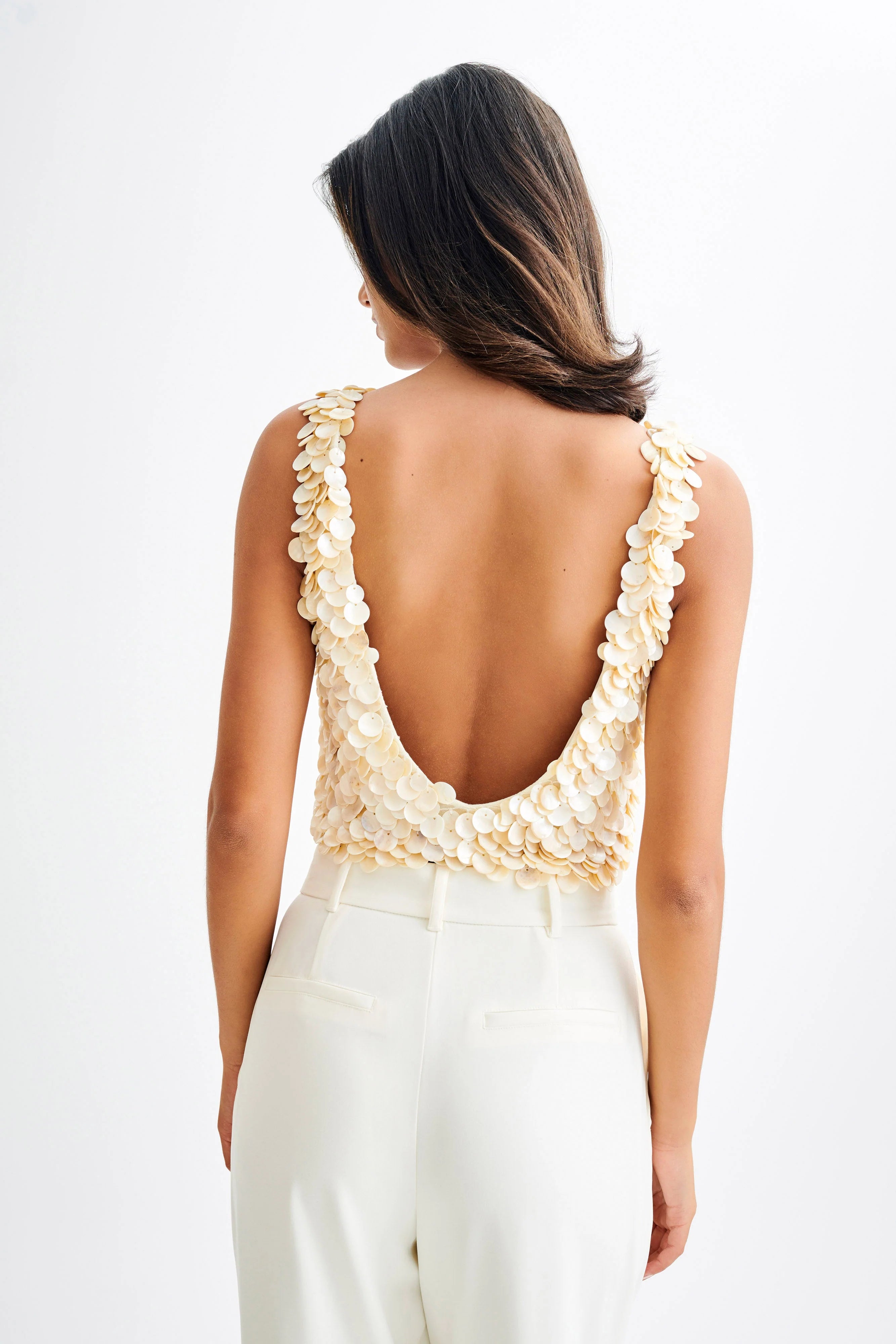 Willow Mother Of Pearl Halter Top - Pearl